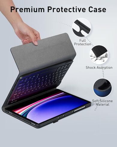 حافظة لوحة المفاتيح لجهاز Lenovo Idea Tab Pro 2025 مقاس 12.7 بوصة - غطاء لوحة مفاتيح قابل للفصل مع ماوس (TB-373FU/TB-375FC) - أسود in Kuwait
