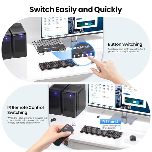 5 منافذ HDMI KVM Switch، 4K@60 هرتز USB 3.0 KVM Switch 1 شاشة 5 أجهزة كمبيوتر لتشغيل 5 أجهزة كمبيوتر مع لوحة مفاتيح واحدة وماوس وشاشة in Kuwait