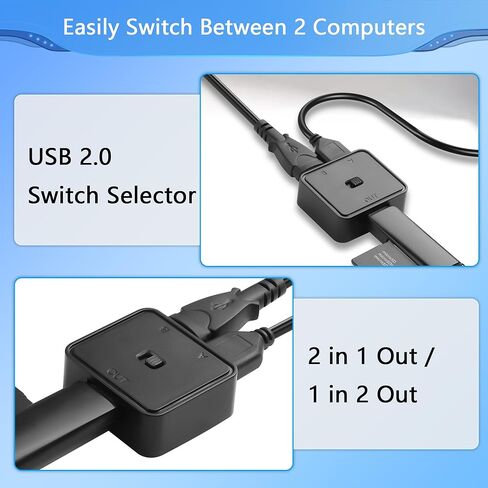 CERRXIAN 2PCS USB 2.0 Switch 1 in 2 Out,Bi-Directional USB Switch 2 Computers Share 1 Device for Printer,Scanner,Keyboard in Saudi Arabia