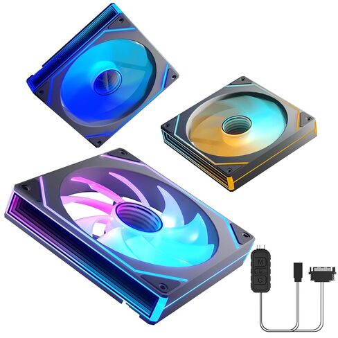 3Pack 140mm ARGB Case Fan with Mini ARGB Controller, Infinity Mirror Design Cooling Fan, Silent 140mm CPU PWM Fan, Forward in Saudi Arabia