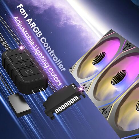 3Pack 140mm ARGB Case Fan with Mini ARGB Controller, Infinity Mirror Design Cooling Fan, Silent 140mm CPU PWM Fan, Forward in Saudi Arabia
