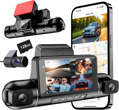 كاميرا داش 4 قنوات 360 درجة، كاميرا أمامية وخلفية 2.5K+1080P للسيارات، مستشعر G مدمج، مسجل سيارة مع نظام تحديد المواقع العالمي وبطاقة 128 جيجا، شاشة ركن السيارة 24 ساعة، تسجيل حلقي، رؤية ليلية، دعم التحكم في WiFi/APP، in Saudi Arabia