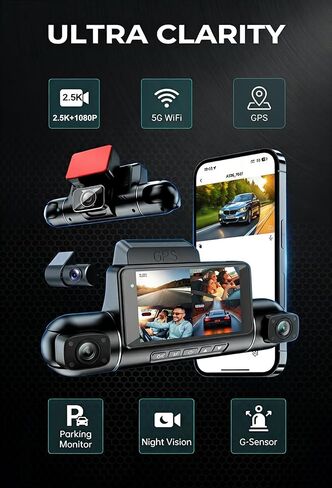 كاميرا داش 4 قنوات 360 درجة، كاميرا أمامية وخلفية 2.5K+1080P للسيارات، مستشعر G مدمج، مسجل سيارة مع نظام تحديد المواقع العالمي وبطاقة 128 جيجا، شاشة ركن السيارة 24 ساعة، تسجيل حلقي، رؤية ليلية، دعم التحكم في WiFi/APP، in Saudi Arabia