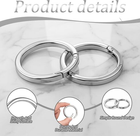 6PCS 2 Inch Metal O Ring Keychain Rings, Spring O Rings Clip Keychain Round Carabiner Clips for Keyring DIY Purse Handbag Chain Rings Clip Replacement in Saudi Arabia