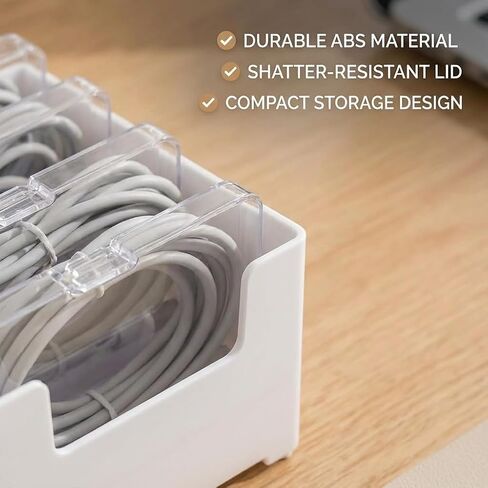 7 Individual Cable Storage Cases with 1 Base, Label Stickers & Cable Ties Included, Charger Organizer & Cord Organizer Box for Charging Cables, Adapters (7 Cases + 7 Cable Straps, 1 Pack) in Saudi Arabia