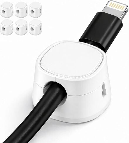 6-Pack Magnetic Cable Clips, Strong Adhesive Cord Holder for Desk, Nightstand, Car & Cable Management, Black in Saudi Arabia