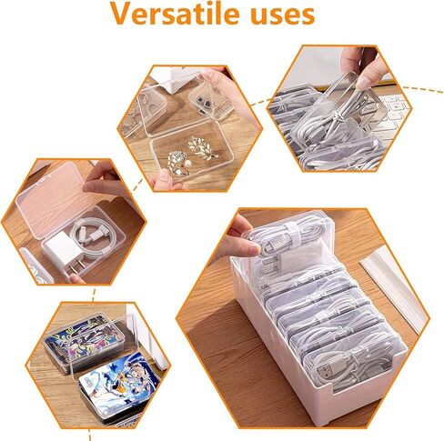 7 Individual Cable Storage Cases with 1 Base, Label Stickers & Cable Ties Included, Charger Organizer & Cord Organizer Box for Charging Cables, Adapters (7 Cases + 7 Cable Straps, 1 Pack) in Saudi Arabia