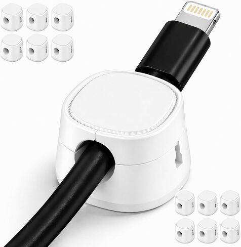 6-Pack Magnetic Cable Clips, Strong Adhesive Cord Holder for Desk, Nightstand, Car & Cable Management, Black in Saudi Arabia