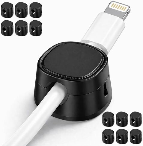 6-Pack Magnetic Cable Clips, Strong Adhesive Cord Holder for Desk, Nightstand, Car & Cable Management, Black in Saudi Arabia