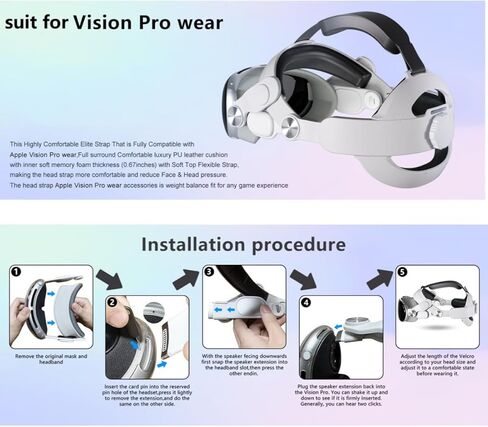 Head Strap for Apple Vision Pro, Comfort Elite Strap with PU Leather Cushion and Memory Foam, Pressure-Free Fit, Quick Installation in Saudi Arabia