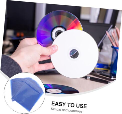 Veemoon 200pcs Plastic CD DVD Sleeves 12cm Reusable Media Storage Holder Protective Plastic Sleeve for Car and Home Use Random Color in Saudi Arabia