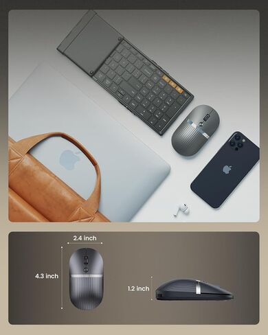ProtoArc HubMouse، ماوس USB C لاسلكي بلوتوث مع محور 3 منافذ مدمج (PD، HDMI، USB 3.0)، ماوس سفر صامت متعدد الأجهزة قابل للشحن لأجهزة الكمبيوتر المحمول، iPad، MacBook، Surface Pro، رمادي داكن in Saudi Arabia
