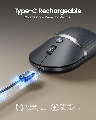 ProtoArc HubMouse، ماوس USB C لاسلكي بلوتوث مع محور 3 منافذ مدمج (PD، HDMI، USB 3.0)، ماوس سفر صامت متعدد الأجهزة قابل للشحن لأجهزة الكمبيوتر المحمول، iPad، MacBook، Surface Pro، رمادي داكن in Saudi Arabia