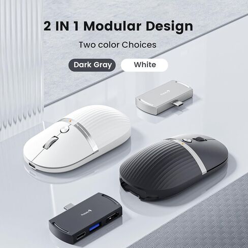 ProtoArc HubMouse، ماوس USB C لاسلكي بلوتوث مع محور 3 منافذ مدمج (PD، HDMI، USB 3.0)، ماوس سفر صامت متعدد الأجهزة قابل للشحن لأجهزة الكمبيوتر المحمول، iPad، MacBook، Surface Pro، رمادي داكن in Saudi Arabia