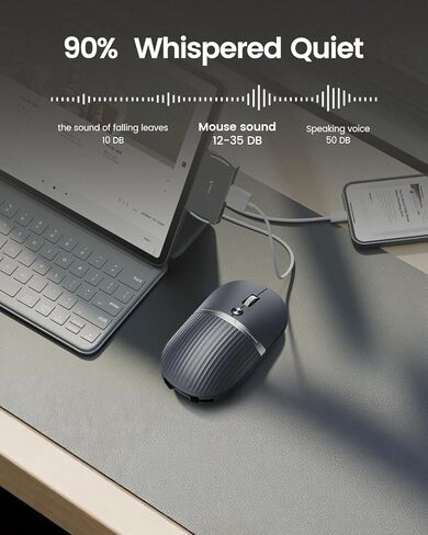 ProtoArc HubMouse، ماوس USB C لاسلكي بلوتوث مع محور 3 منافذ مدمج (PD، HDMI، USB 3.0)، ماوس سفر صامت متعدد الأجهزة قابل للشحن لأجهزة الكمبيوتر المحمول، iPad، MacBook، Surface Pro، رمادي داكن in Saudi Arabia