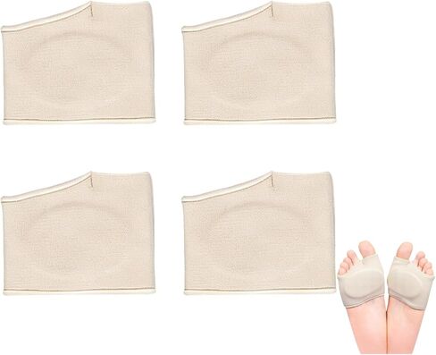 2 Pairs Metatarsal Pads with Gel for Women and Men, Ball of Foot Pain Relief Cushions for Pain Relief from Sesamoiditis & Morton's Neuroma, Reusable Non-Slip Forefoot Gel Inserts, Beige-L in Kuwait
