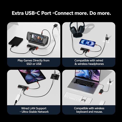 محول نظارات الواقع المعزز لـ Steam Deck/Switch 2/ROG Ally X، 4K@60 هرتز/2K@120 هرتز، شحن PD 100 واط، بيانات 10 جيجابت في الثانية، لا حاجة إلى قاعدة توصيل، لـ XREAL/Rokid، iPhone 17/16/15 Pro/iPad/الكمبيوتر المحمول، أسود وبرتقالي in Kuwait