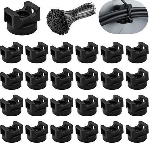 24pcs 22mm Magnetic Zip Tie Mount, Multi-Functional Cable Holder, Suitable for Industrial Cable Management and Home Cable Organizing. 24 Mounts and 100 Nylon Cable Ties in Saudi Arabia