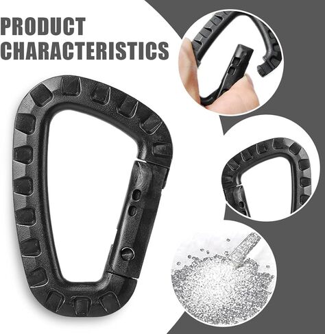5-Pack ABS Plastic Carabiners, Black Clips for Outdoor Gear & Equipment in Saudi Arabia