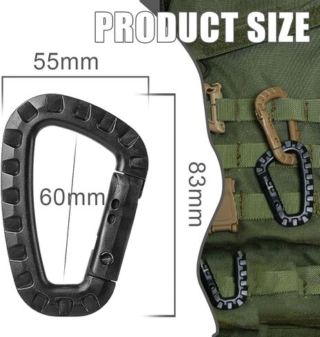 5-Pack ABS Plastic Carabiners, Black Clips for Outdoor Gear & Equipment in Saudi Arabia