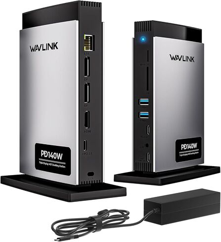 WAVLINK Laptop Docking Station 3 Monitors(Max Resolution: Single 8K or Triple 4K), 11-in-1 USB C Docking Station with 125W PD3.1 Pass-Through & Power Adapter, 2*HDMI + DP, for MacBook M1–M4 & Windows in Saudi Arabia