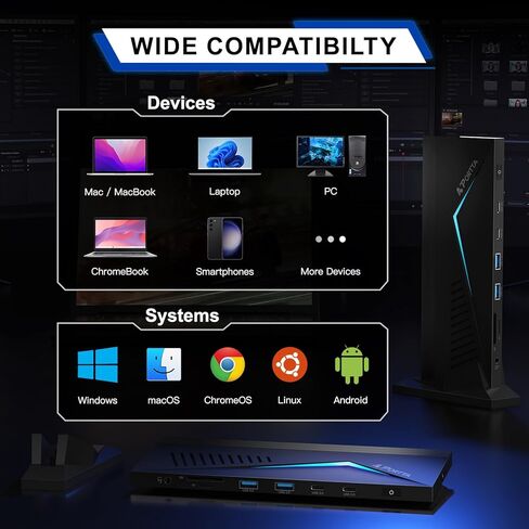 محطة إرساء PORTTA 14 في 1 شاشة ثلاثية، HDMI x3، USB x6، RJ45، SD/TF، ​​100 واط PD، صوت/ميكروفون، دعم فردي/مزدوج 4K@60 هرتز، ثلاثي 4K@30 هرتز، متوافق مع Windows SST/MST، التوصيل والتشغيل in Kuwait
