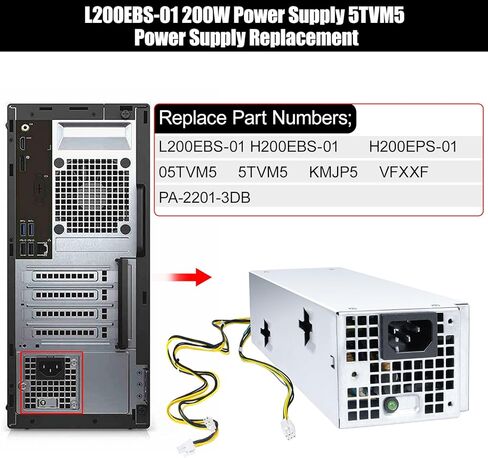 Lxun Upgrad 200W L200EBS-01 Power Supply 5TVM5 PSU H200EBS-01 Compatible with Dell Optiplex 3060 3050 3050M 7050 7060 3080 5080 7080MT Dell Inspiron 3470 H200EPS-01 VFXXF PA-2201-3DB K92TW 200W PSU in Saudi Arabia