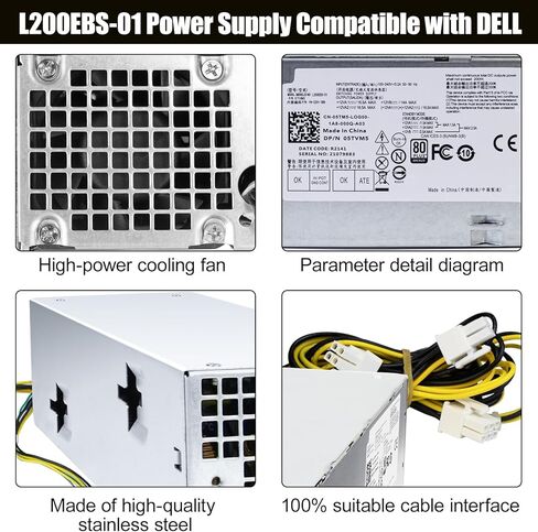 Lxun Upgrad 200W L200EBS-01 Power Supply 5TVM5 PSU H200EBS-01 Compatible with Dell Optiplex 3060 3050 3050M 7050 7060 3080 5080 7080MT Dell Inspiron 3470 H200EPS-01 VFXXF PA-2201-3DB K92TW 200W PSU in Saudi Arabia