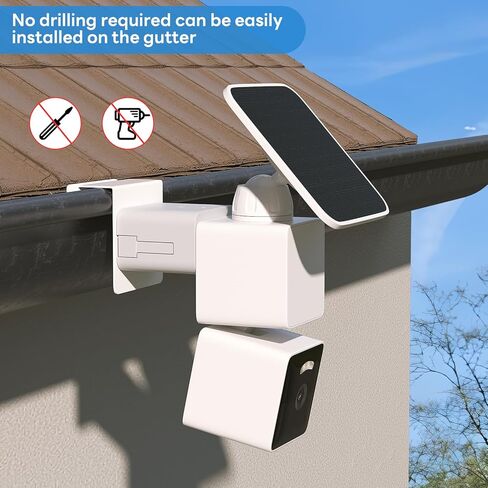 Gutter Mount Bracket Compatible with WYZE Solar Cam Pan (Flagship Model)， Aluminum Alloy Gutter Mount,No-Drill Mounting Bracket with Ideal Viewing Angle‌,Easy to Install in Saudi Arabia