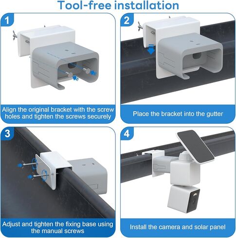 Gutter Mount Bracket Compatible with WYZE Solar Cam Pan (Flagship Model)， Aluminum Alloy Gutter Mount,No-Drill Mounting Bracket with Ideal Viewing Angle‌,Easy to Install in Saudi Arabia