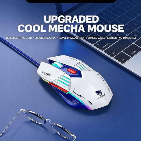 【 Mouse Macro Shortcut Key - 55 inch Cable Length 】2026 Upgrade Edition High Performance Mecha Mouse for Wired Gaming-Mouse Light Up-Easy USB Connection-Precise Control-Built-In Scroll Wheel Function in Saudi Arabia