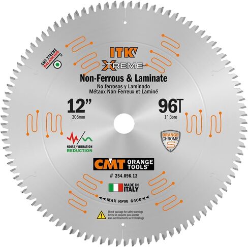 CMT 254.096.12 ITK Industrial Non-Ferrous Metal and Melamine Blade and 12-Inch Diameter by 96 Teeth with 1-Inch Bore, PTFE-Coated in Saudi Arabia