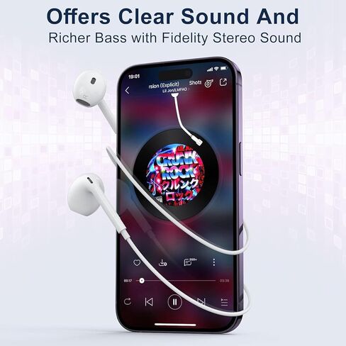 عبوتان لسماعات iPhone، سماعات أذن سلكية/سماعات أذن، ميكروفون مدمج وسماعات تحكم في مستوى الصوت متوافقة مع iPhone 14/13/12/11/XR/XS/X/8/7/SE/Pro/Pro Max in Kuwait