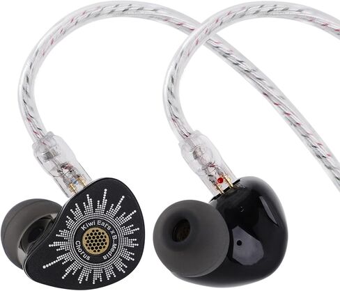 Linsoul Kiwi Ears x B_Media: Chorus in Ear Monitor,DLC Diaphragm Dynamic Driver Wired Earbuds CNC Metal Faceplate IEM,with Dual Silver-Plated Cable,Earphones for Audiophile (1, Black, 3.5mm No Mic) in Saudi Arabia