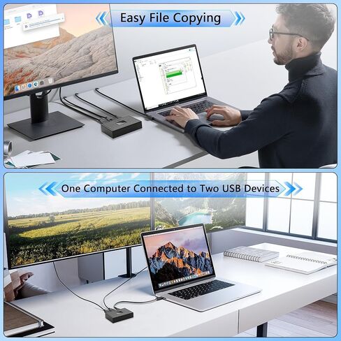 CERRXIAN USB 2.0 Switch Selector، مفتاح USB ثنائي الاتجاه 2 في 1 مخرج لجهازي كمبيوتر، مشاركة لوحة المفاتيح، الماوس، الطابعة، الماسح الضوئي، KVM Switch Saelector in Saudi Arabia