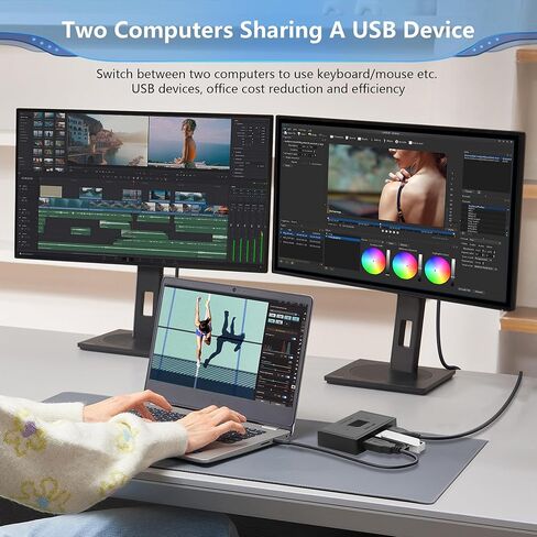 CERRXIAN USB 2.0 Switch Selector، مفتاح USB ثنائي الاتجاه 2 في 1 مخرج لجهازي كمبيوتر، مشاركة لوحة المفاتيح، الماوس، الطابعة، الماسح الضوئي، KVM Switch Saelector in Saudi Arabia
