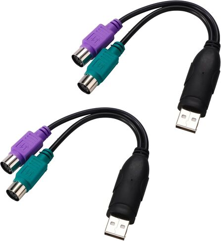 قطعتان من محول PS2 إلى USB، بطول 7.44 بوصة PS/2 لوحة مفاتيح وماوس إلى محول محول USB (منافذ أرجوانية وخضراء) in Saudi Arabia