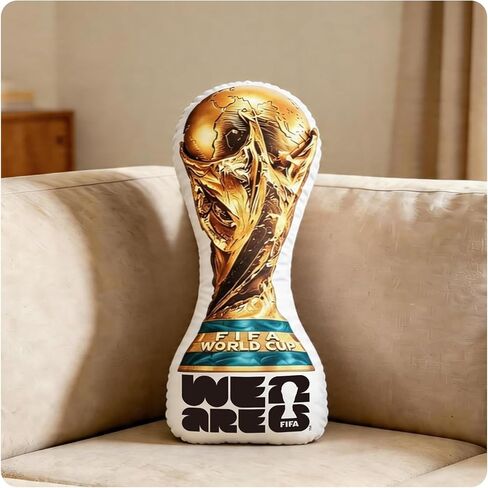 MESUCA FIFA World Cup 2026 Trophy Throw Pillow - Official FIFA World Cup 2026 Merchandise - Soccer Themed Plush Pillow Cushion for Bedroom, Sofa, Home Decor - Collectible Gift for Soccer Fans in Saudi Arabia