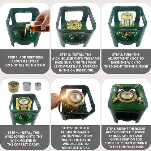 Portable Kerosene Stove 8-Wicks,Camping Picnic Burner Furnace,Backpacking Oil Stoves Cooker Cookware,for Outdoor Cooking Emergency Heating Hiking Picnic Survival Gear (Square) in Saudi Arabia
