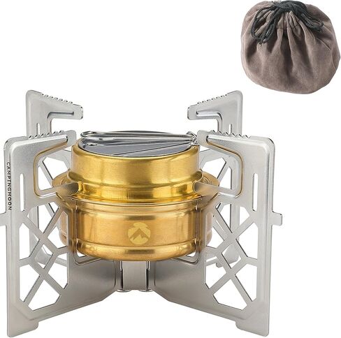 CAMPINGMOON Alcohol Stove Brass Stainless Steel Mini for Backpacking Hiking with Rack Cross Stand AS-1 in Saudi Arabia