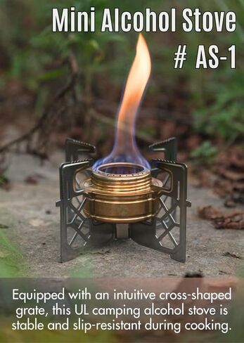 CAMPINGMOON Alcohol Stove Brass Stainless Steel Mini for Backpacking Hiking with Rack Cross Stand AS-1 in Saudi Arabia