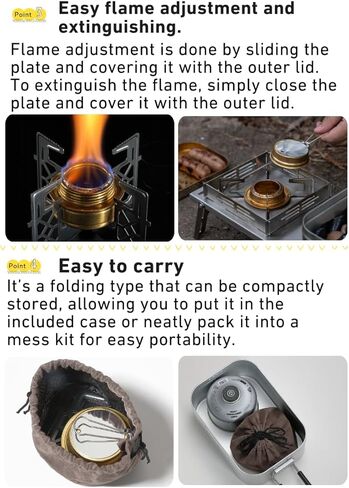 CAMPINGMOON Alcohol Stove Brass Stainless Steel Mini for Backpacking Hiking with Rack Cross Stand AS-1 in Saudi Arabia