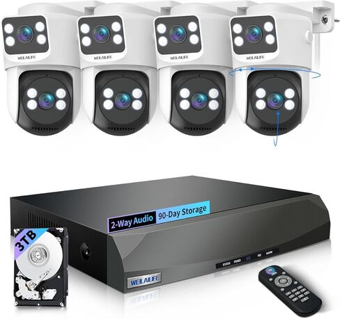 【تتبع تلقائي وصوت ثنائي الاتجاه】 نظام كاميرا أمان سلكية بدقة 4K 8 ميجابكسل، كاميرات IP POE PTZ خارجية، أنظمة كاميرات مراقبة الفيديو المنزلية in Kuwait