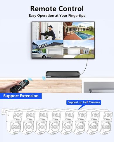 【تتبع تلقائي وصوت ثنائي الاتجاه】 نظام كاميرا أمان سلكية بدقة 4K 8 ميجابكسل، كاميرات IP POE PTZ خارجية، أنظمة كاميرات مراقبة الفيديو المنزلية in Kuwait