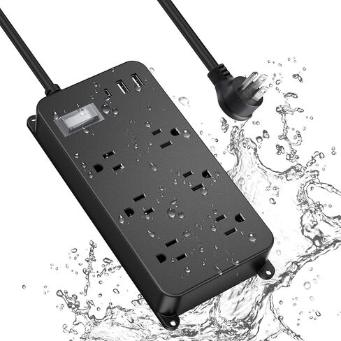 Outdoor Power Strip Weatherproof,20W USB C,Waterproof Extension Cord Multiple Outlet Surge Protector,6 Outlets,3 USB Ports in Saudi Arabia