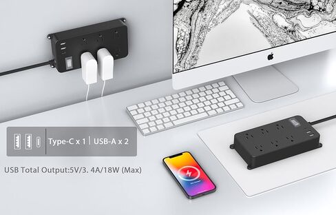 Outdoor Power Strip Weatherproof,20W USB C,Waterproof Extension Cord Multiple Outlet Surge Protector,6 Outlets,3 USB Ports in Saudi Arabia