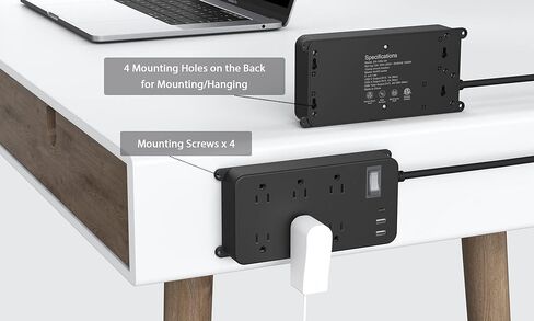 Outdoor Power Strip Weatherproof,20W USB C,Waterproof Extension Cord Multiple Outlet Surge Protector,6 Outlets,3 USB Ports in Saudi Arabia