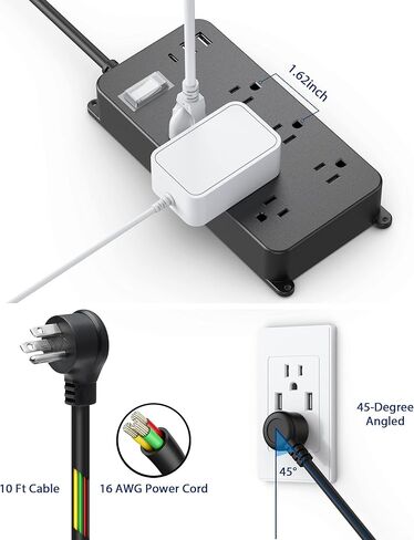Outdoor Power Strip Weatherproof,20W USB C,Waterproof Extension Cord Multiple Outlet Surge Protector,6 Outlets,3 USB Ports in Saudi Arabia