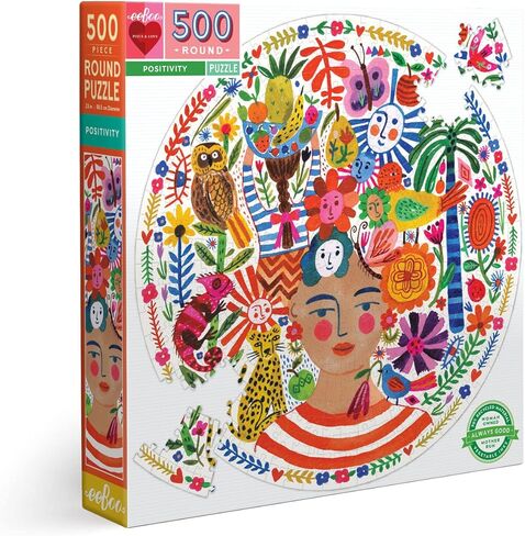 eeBoo: Piece and Love Positivity 500 Piece Round Circle Jigsaw Puzzle, Puzzle for Adults and Families, Glossy, Sturdy Pieces and Minimal Puzzle Dust in Saudi Arabia