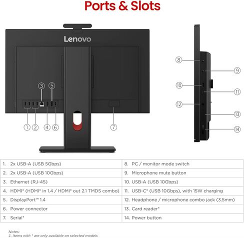 Lenovo ThinkCentre M70a Gen 6 Business الكل في واحد، شاشة لمس 23.8 بوصة FHD 120 هرتز، Intel Core Ultra 7 265T vPro، DP، كاميرا ويب 5MP IR، Wi-Fi 6، Win 11 Pro، AI-Ready، مع حزمة (أسود، ذاكرة الوصول العشوائي 32 جيجابايت | 1 تيرابايت SSD) in Kuwait